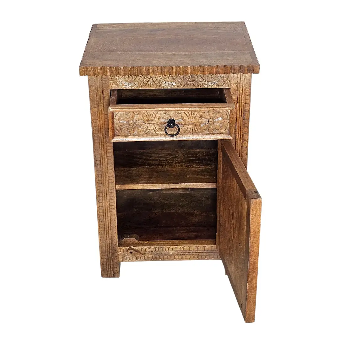 The Aegean Carved Bedside Cabinet