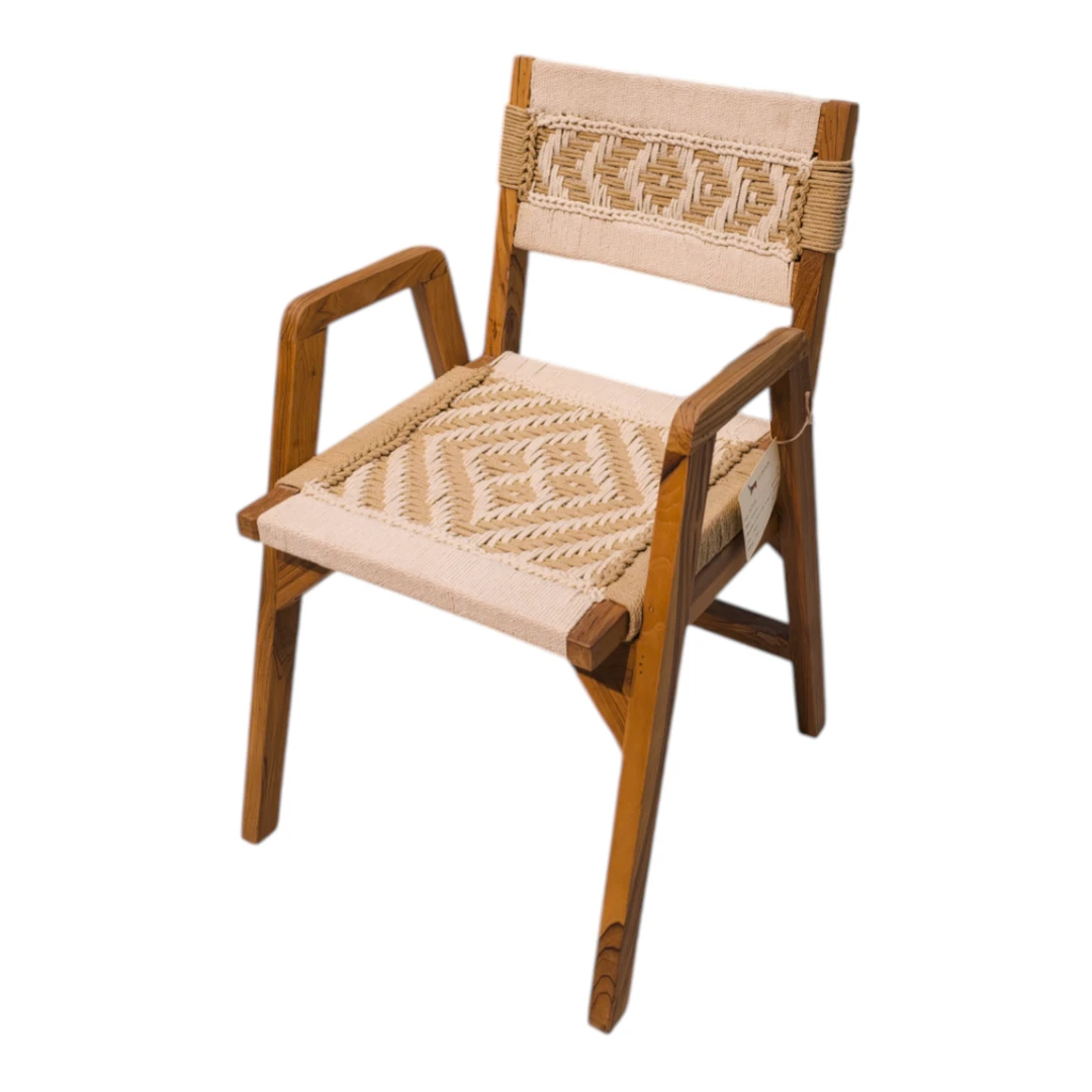 Artisanal Teak & Jute Armchair