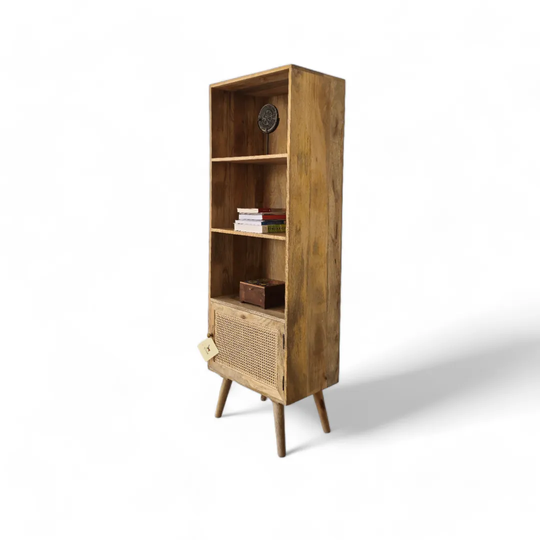 OPEN RATTAN BOOKSHELF