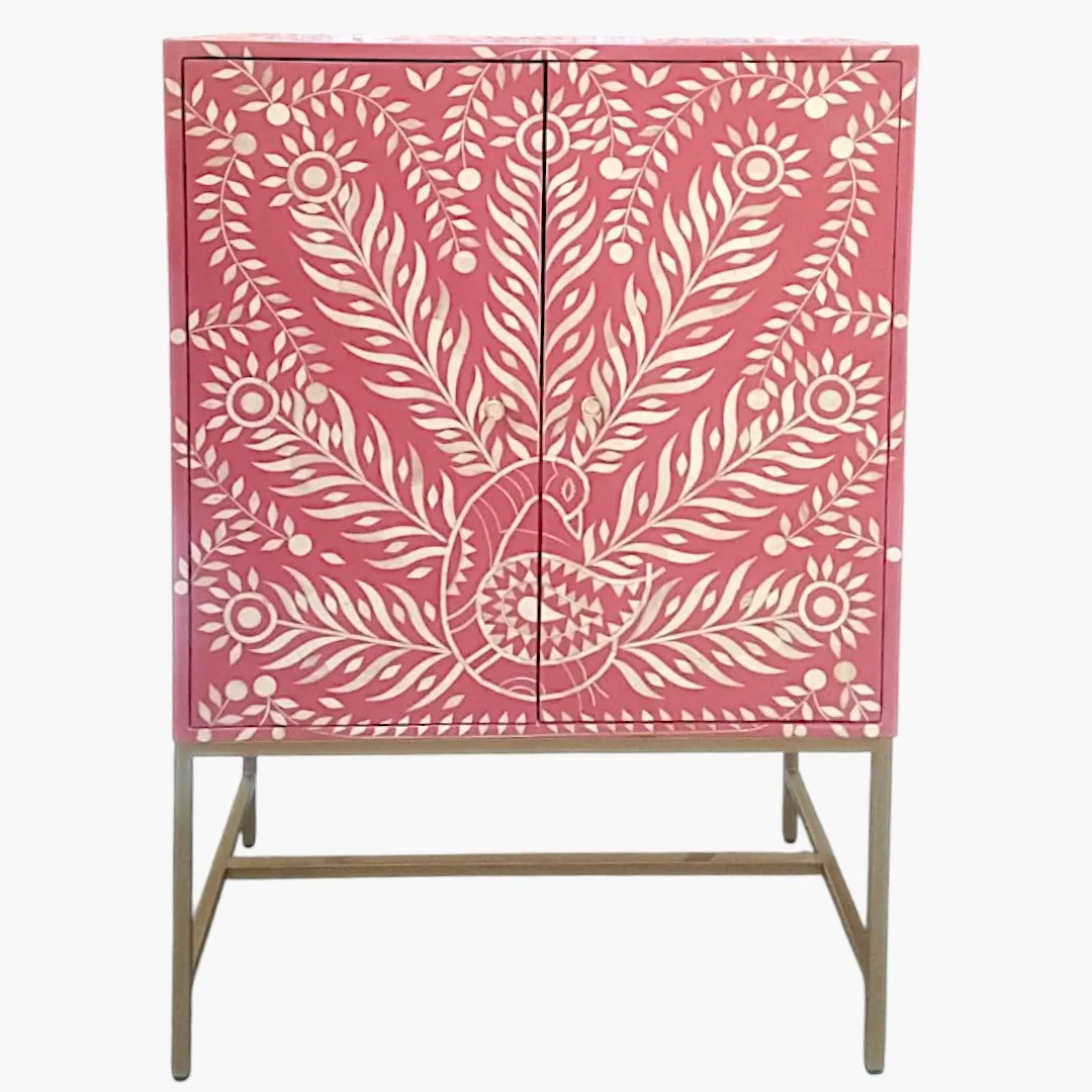 Regal Peacock Inlay Bar Cabinet