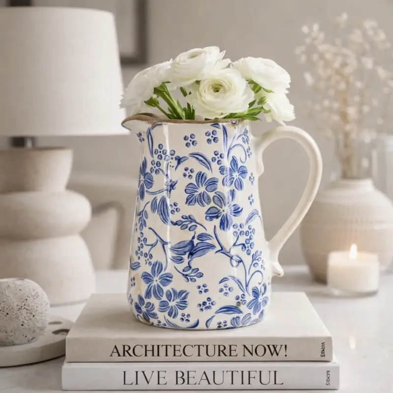 Sora Modern Botanical Ceramic Pitcher
