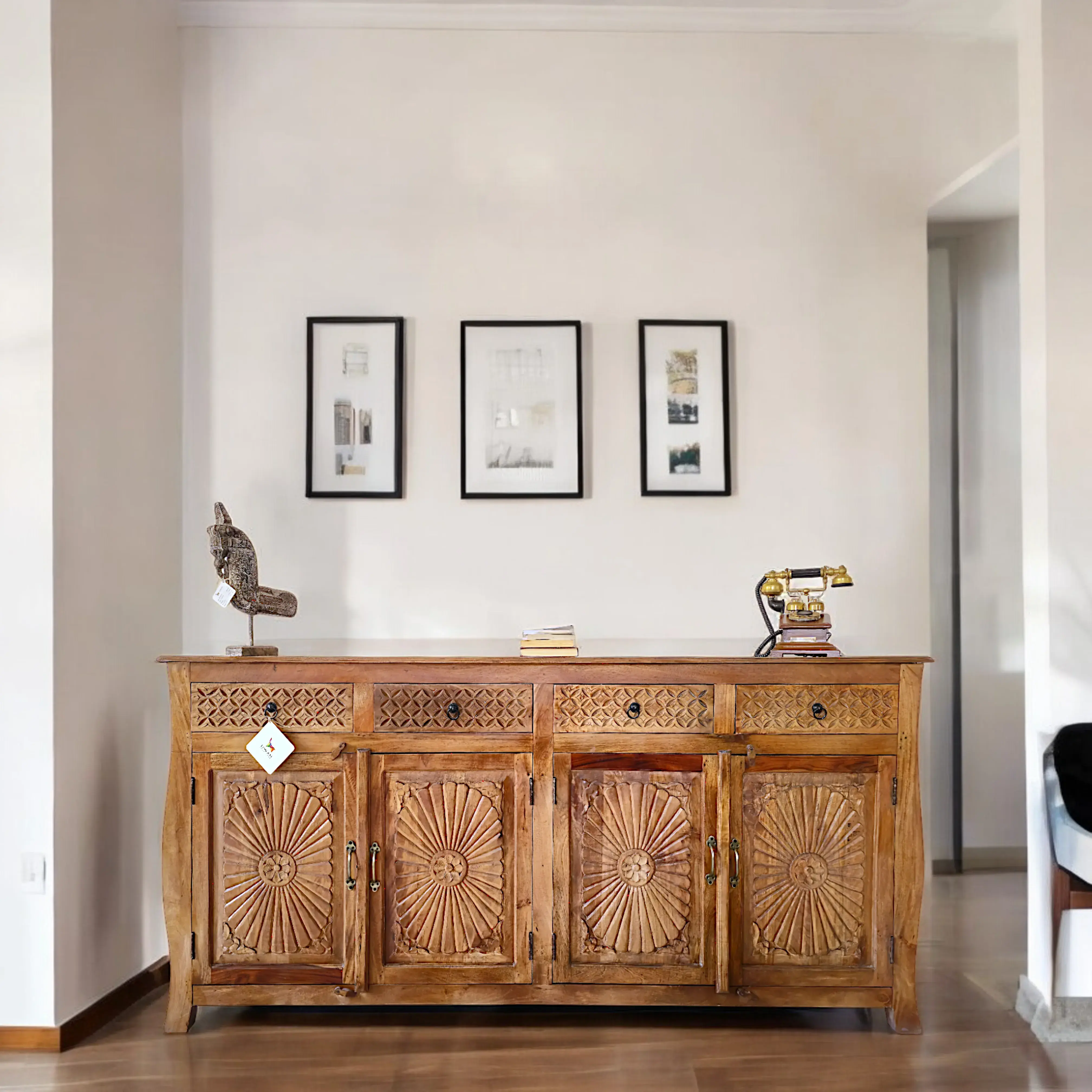 Indus Hand-Carved Sideboard / Buffet Cabinet