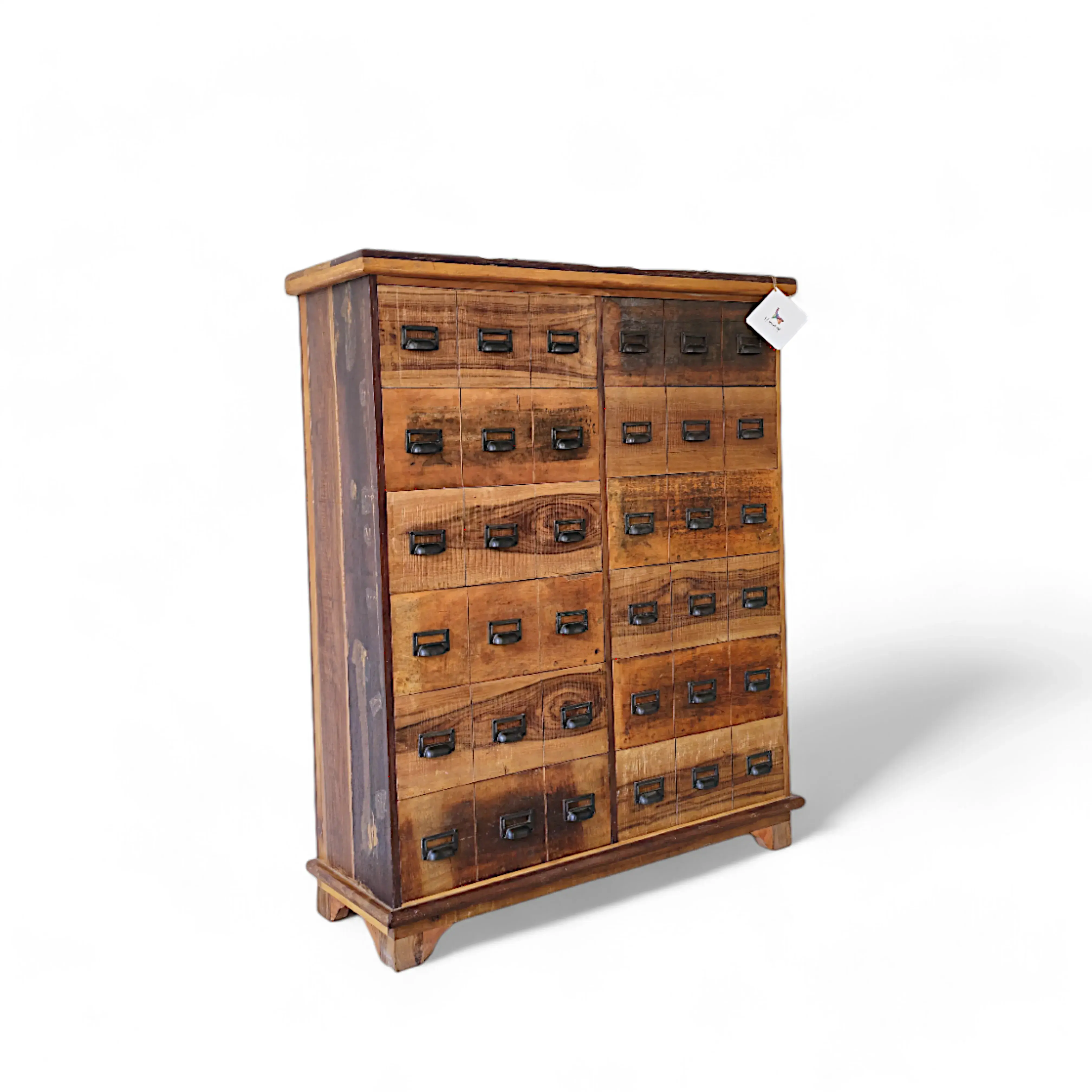 The City Loft Wide Chest: Rustic Solid Wood 12-Drawer