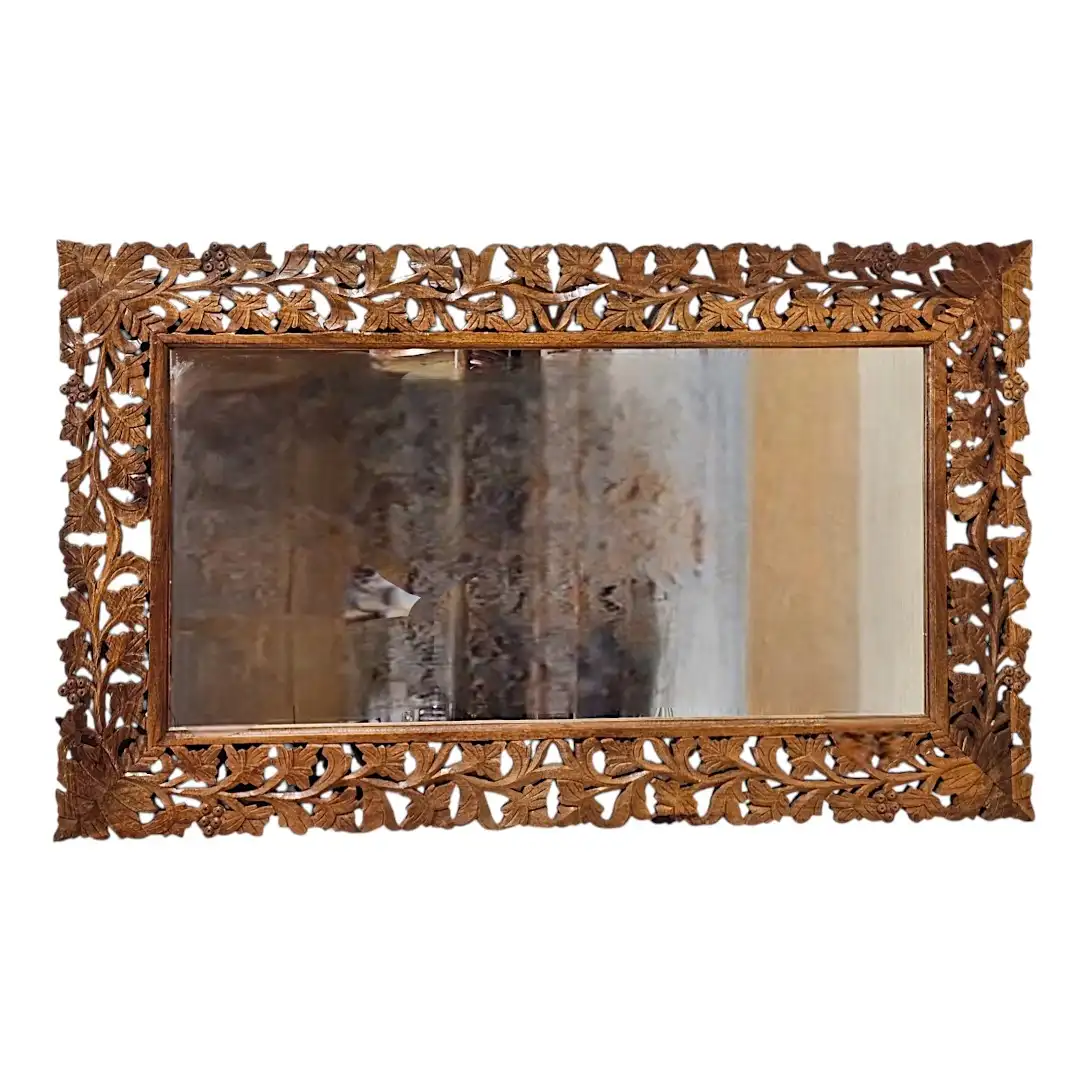 The Majlis Vine Hand-Carved Mango Wood Mirror