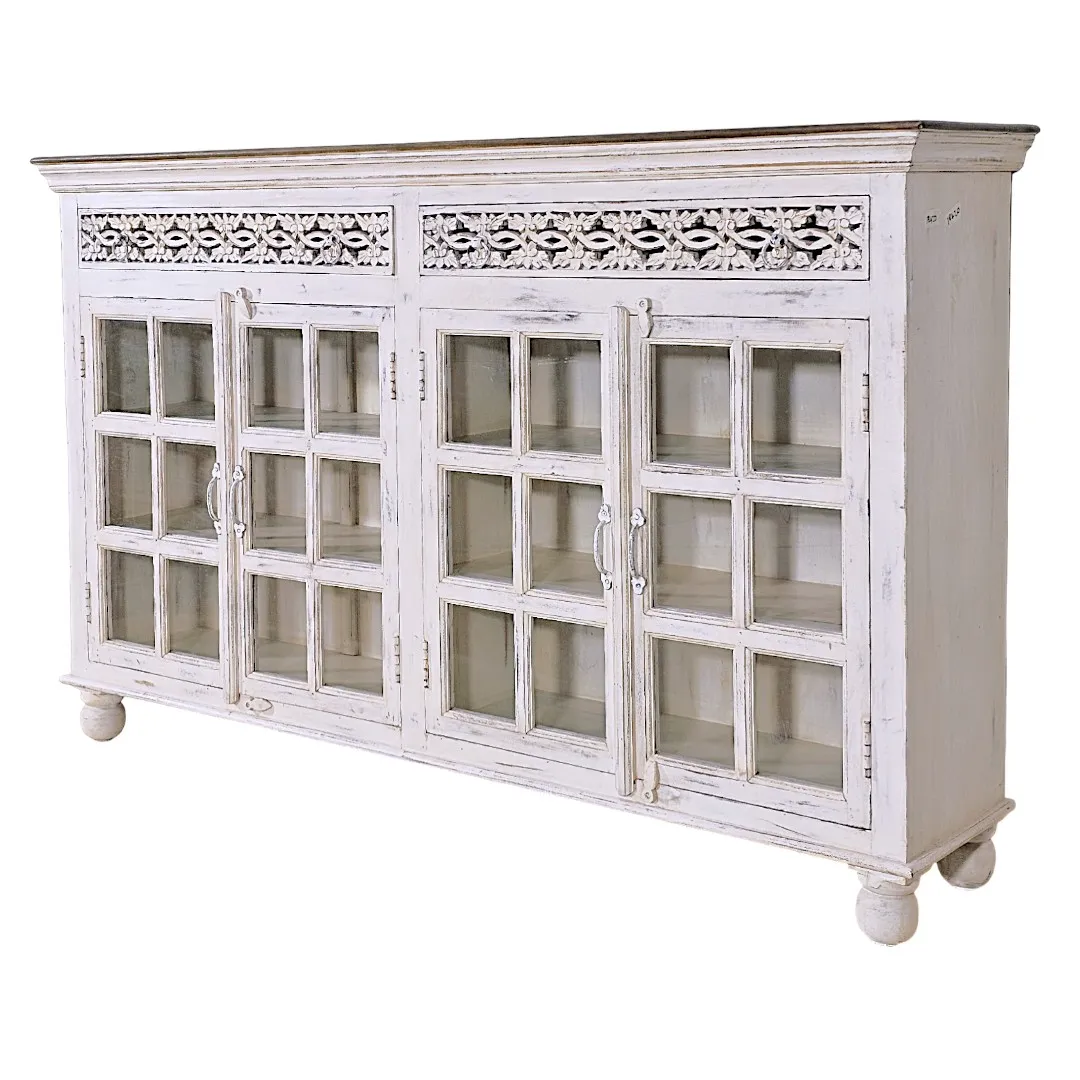 خزانة مودرن - Heritage Floral Glass Sideboard