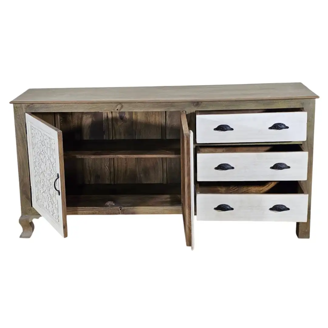 The Palace Hand-Carved Mango Wood Credenza