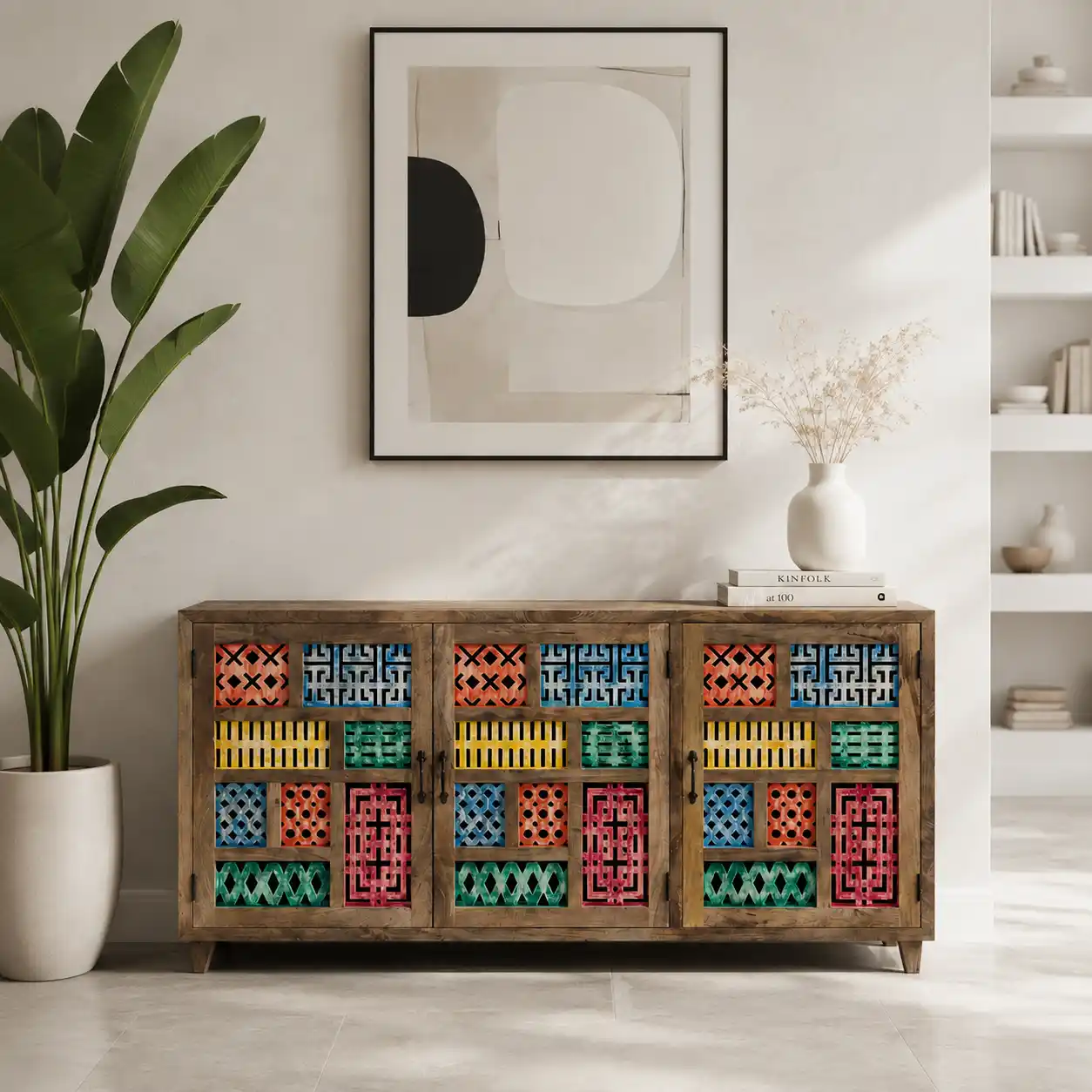 The Zarina Polychrome Jali Sideboard