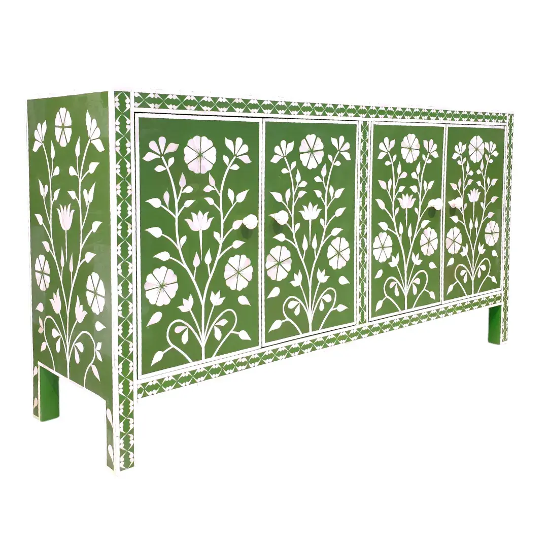 Jardin de Jade Emerald Bone Inlay Sideboard