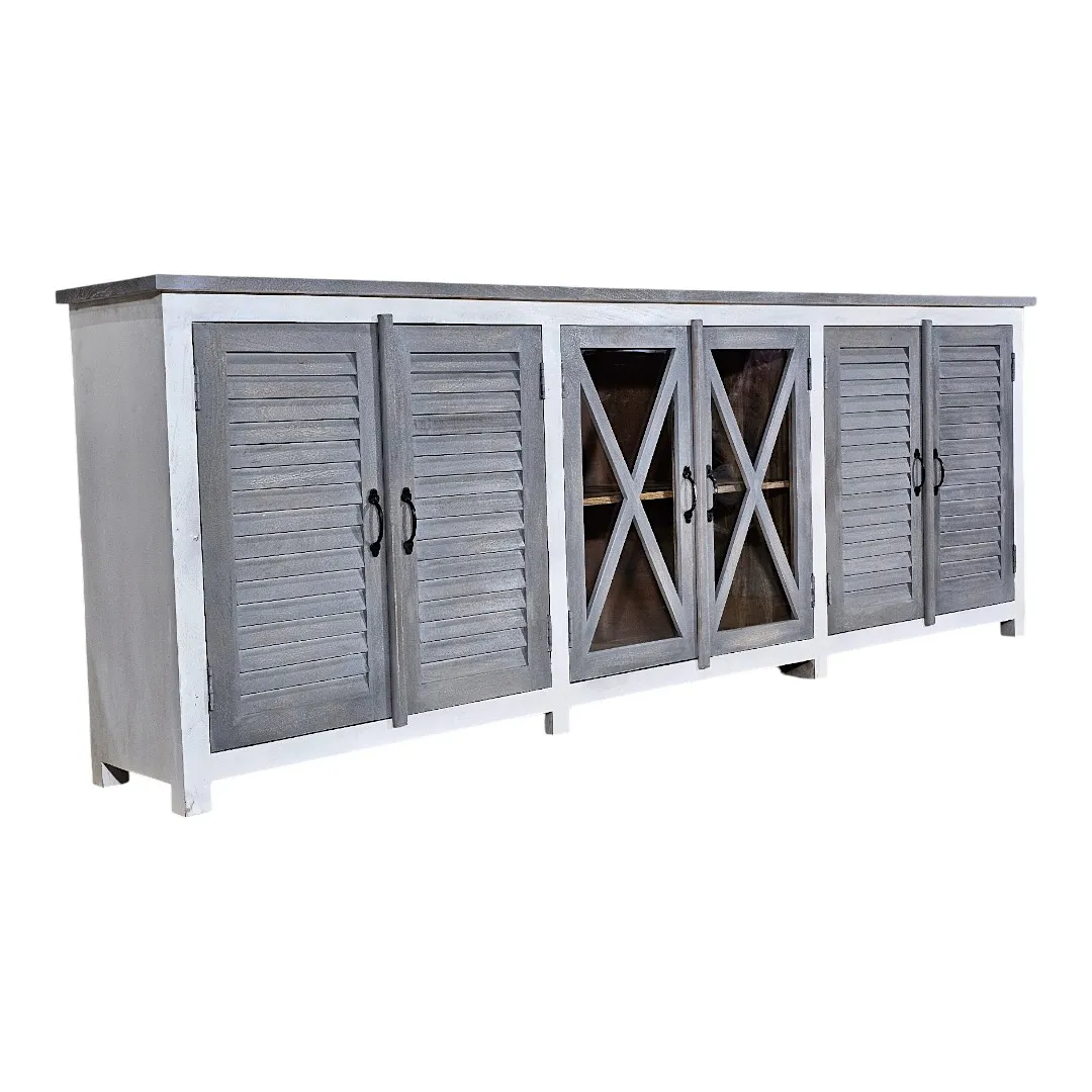 The Maritime Credenza - Glass & Louvered Console