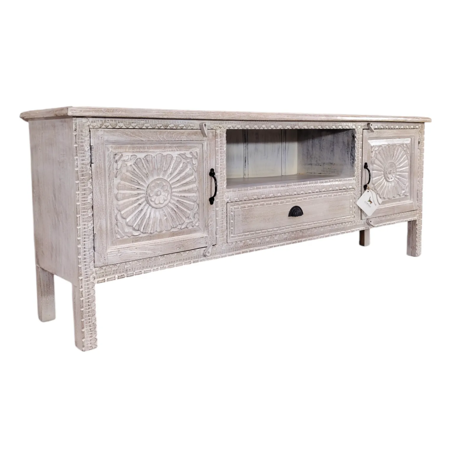 Whitewashed Media Console