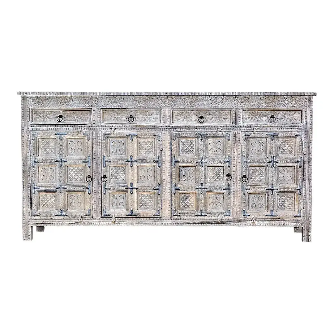 Hand-Carved Whitewash Buffet
