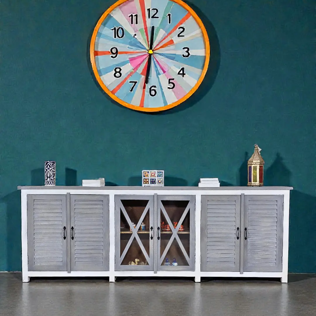 The Maritime Credenza - Glass & Louvered Console