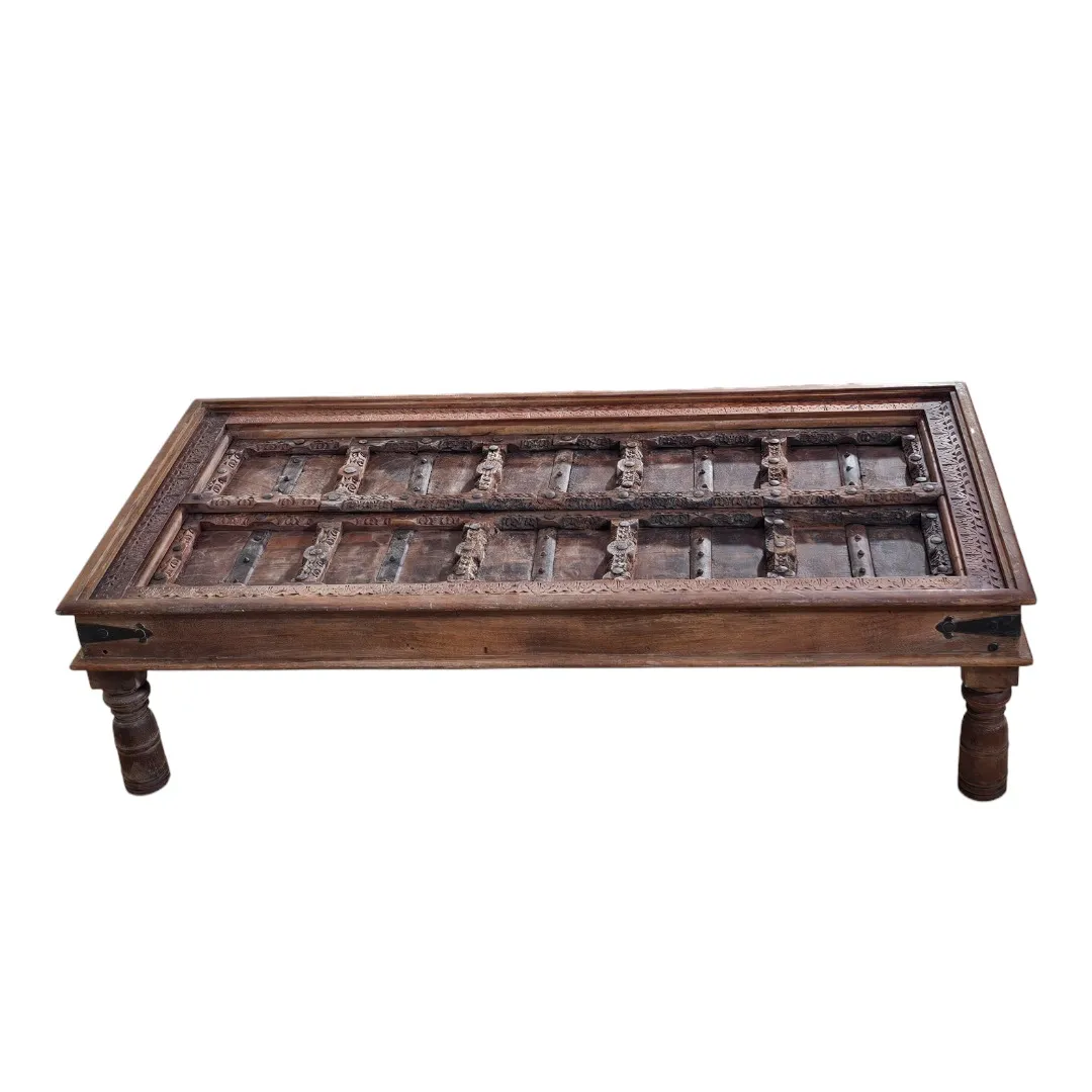 The Reclaimed Haveli Glass-Top Coffee Table