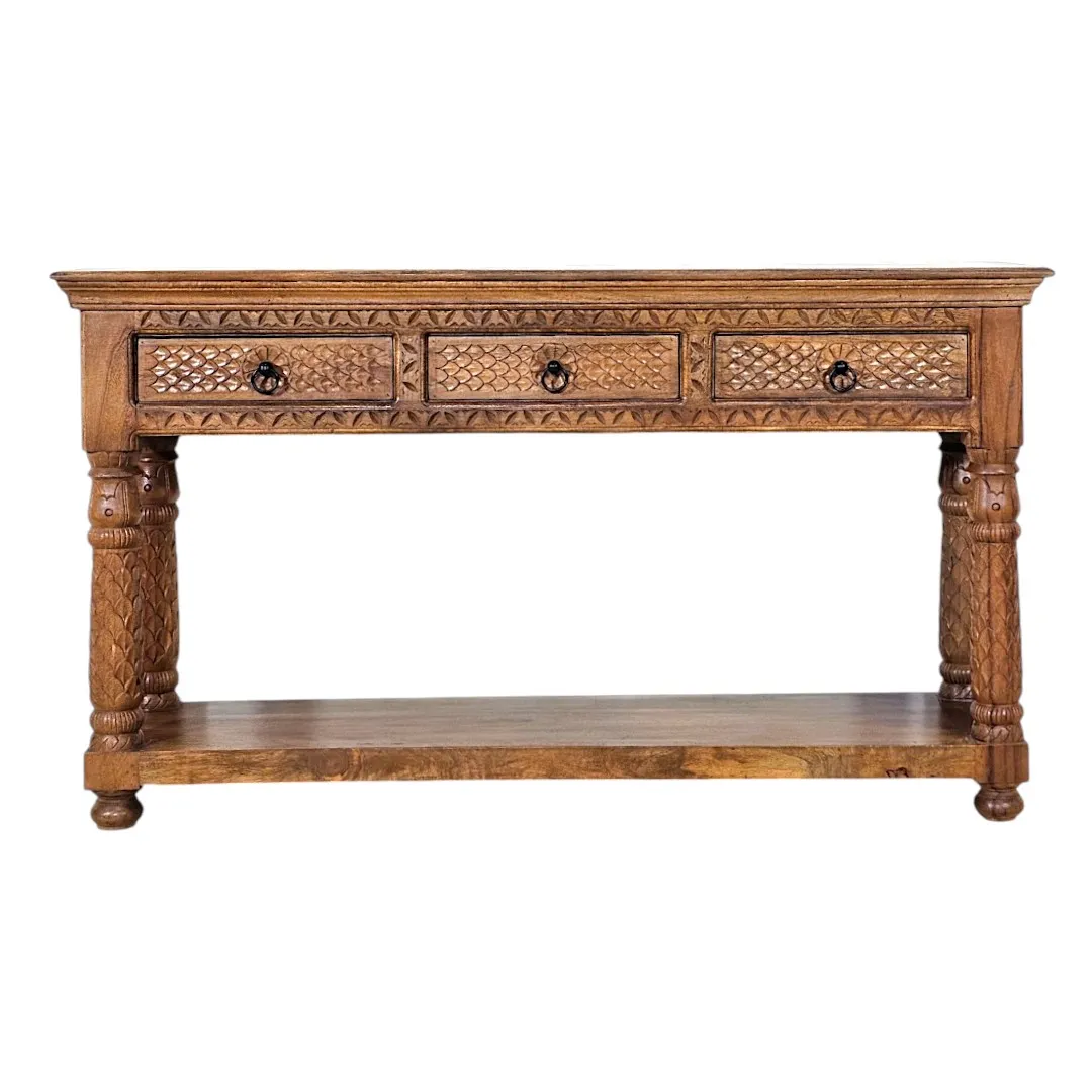 Al-Amir Hand-Carved Mango Wood Majlis Console
