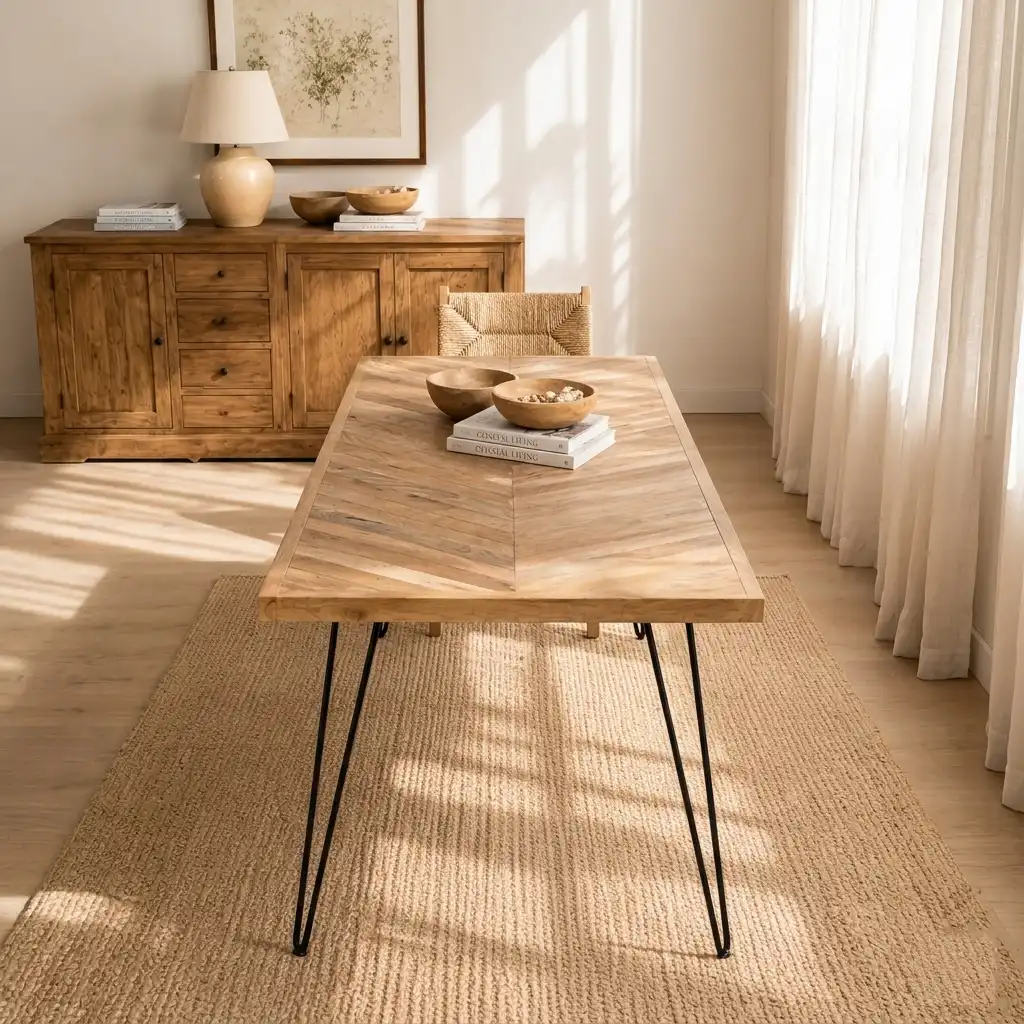 The Zara Chevron Mango Wood Dining Table