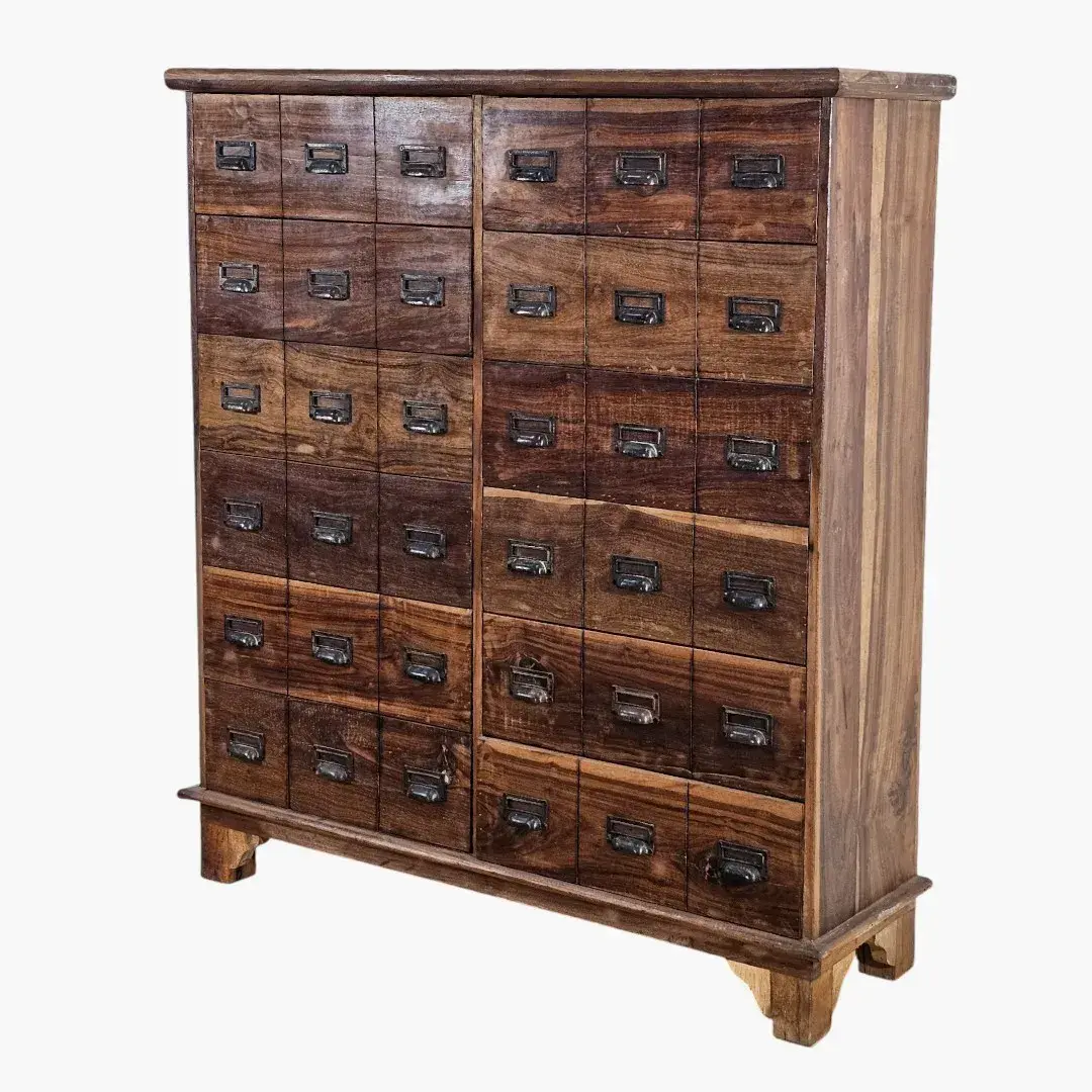 The City Loft Wide Chest: Rustic Solid Wood 12-Drawer