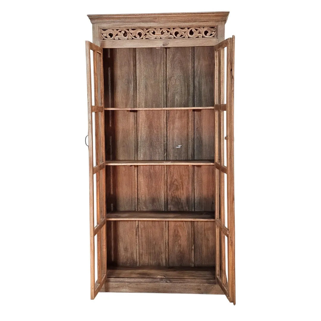 Stratton Hand-Carved Glass Door Armoire