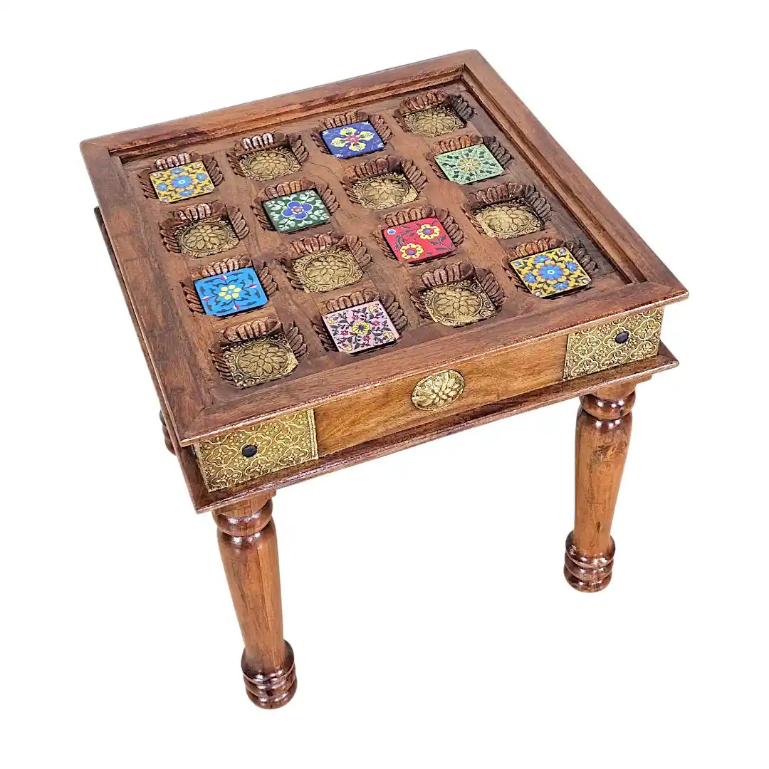 Jardin Rosewood & Brass Mosaic Table
