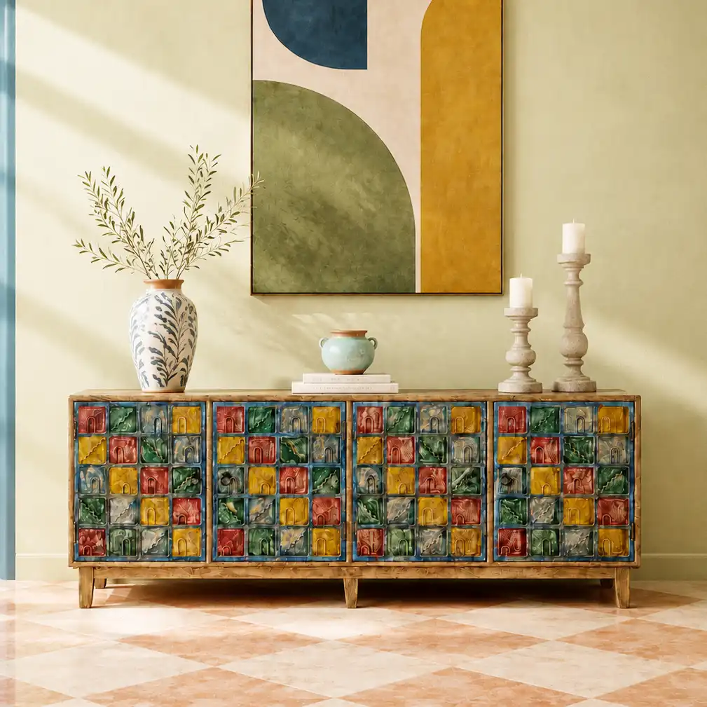 Kaleidoscope Warm  Four-Door Sideboard
