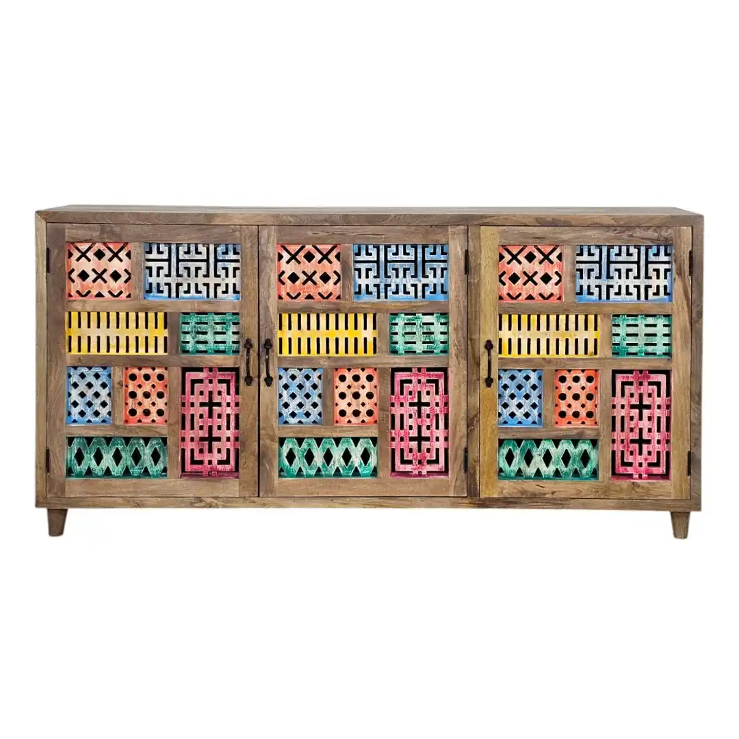 The Zarina Polychrome Jali Sideboard