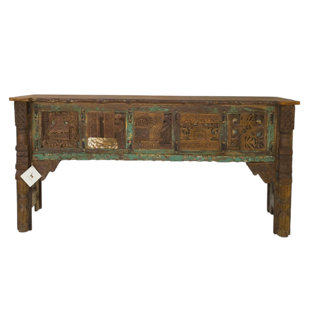 Rustic Charm Carved Console