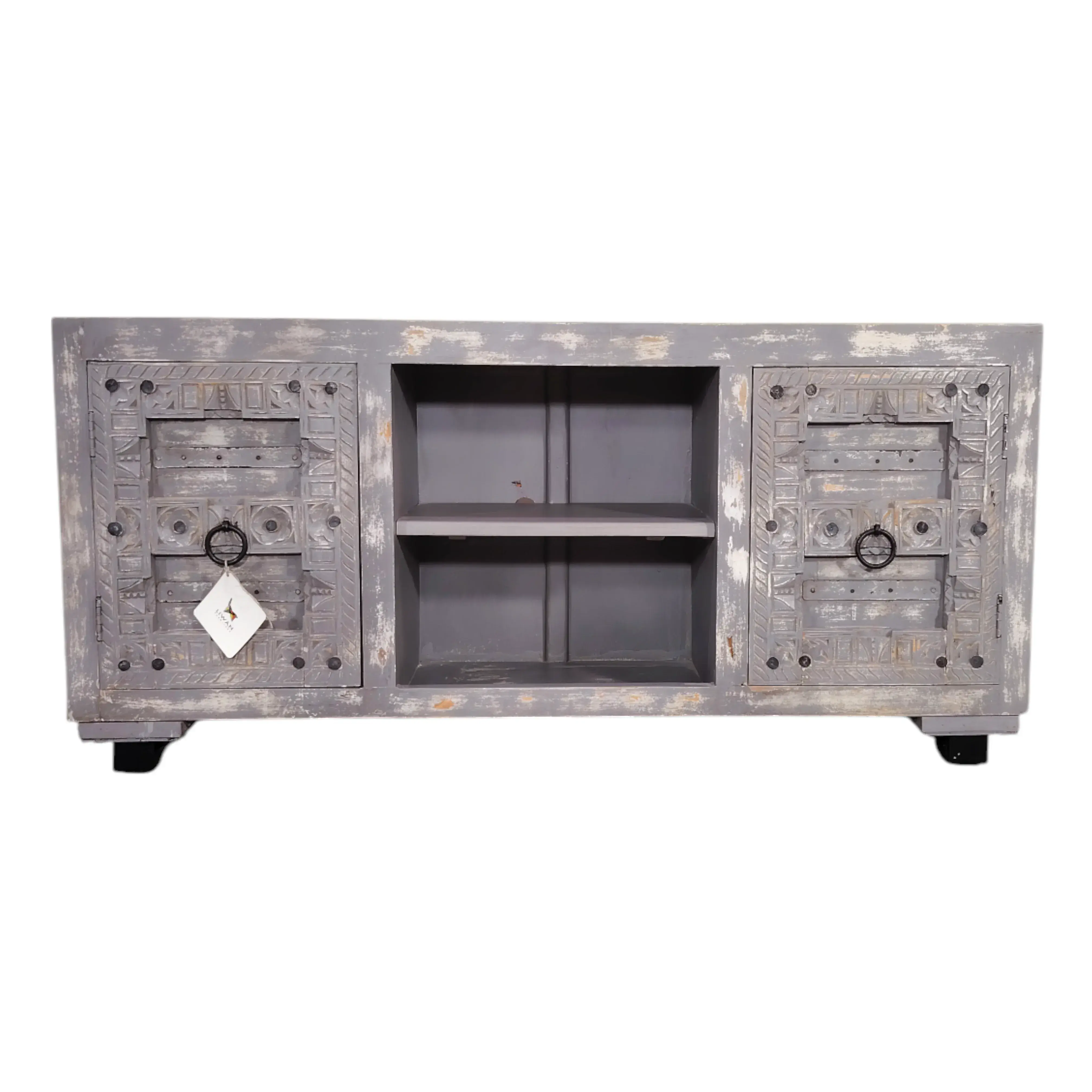 HERITAGE TEXTURES Media Console in Washed Grey