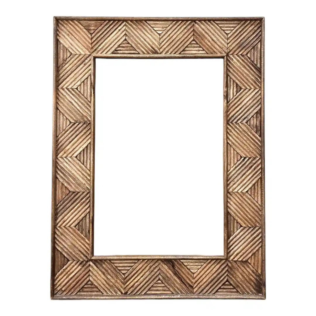 The Giza Linear Hand-Carved Reclaimed Mango Wood Mirror