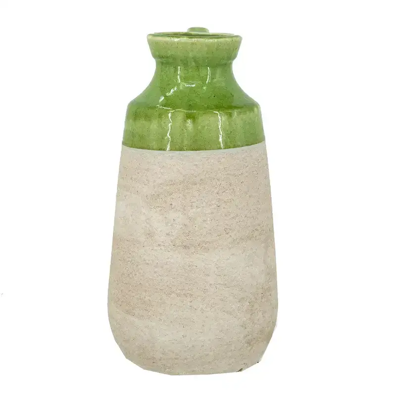 Green & White Two Tone Jug Vase