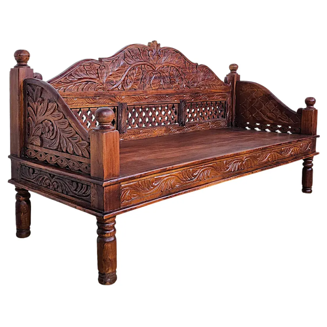 The 'Naqsh Zaynab' Carved Teak Wood Daybed