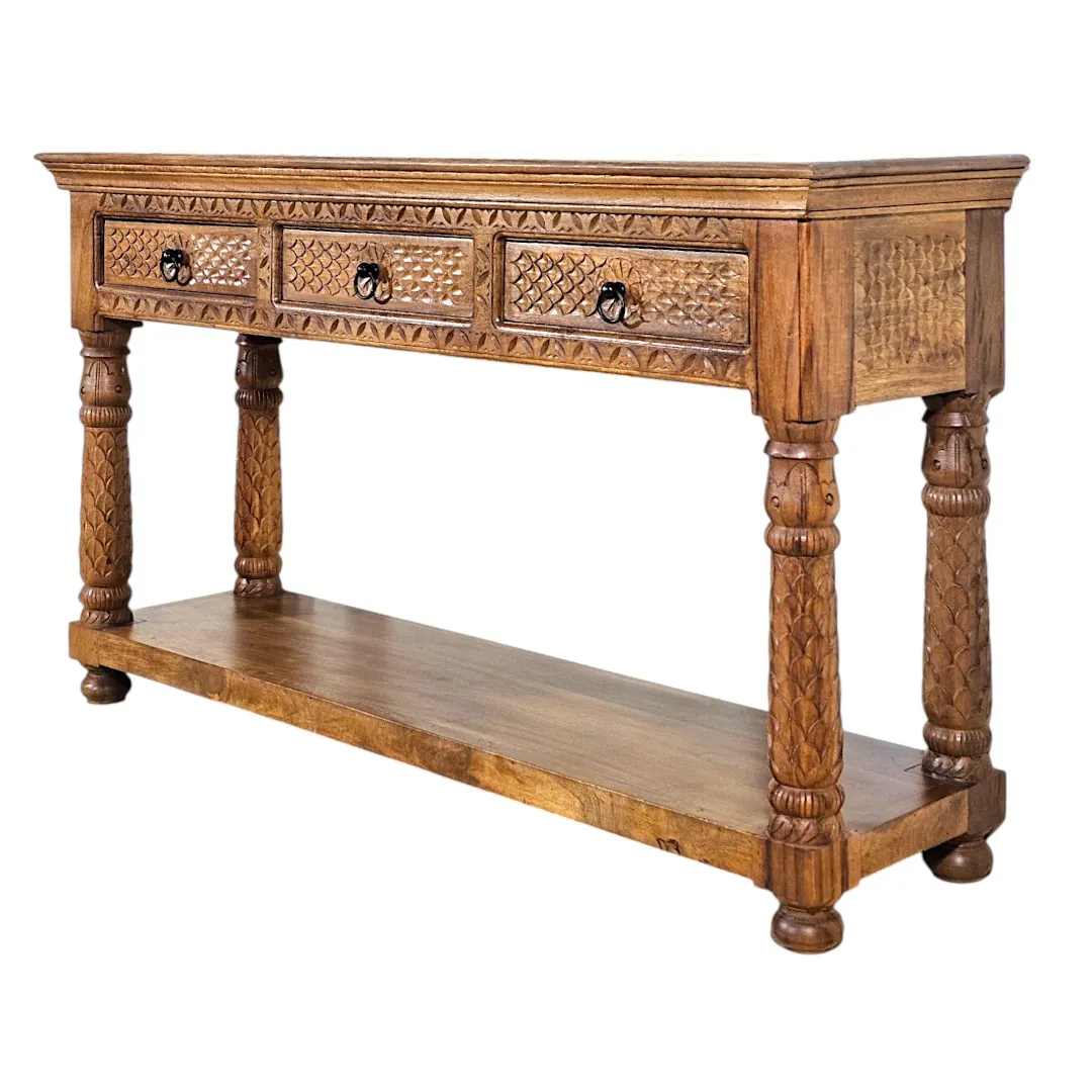 Al-Amir Hand-Carved Mango Wood Majlis Console
