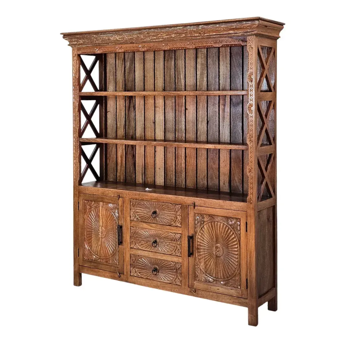 Al-Amal Carved Wood Bookcase & Display Cabinet