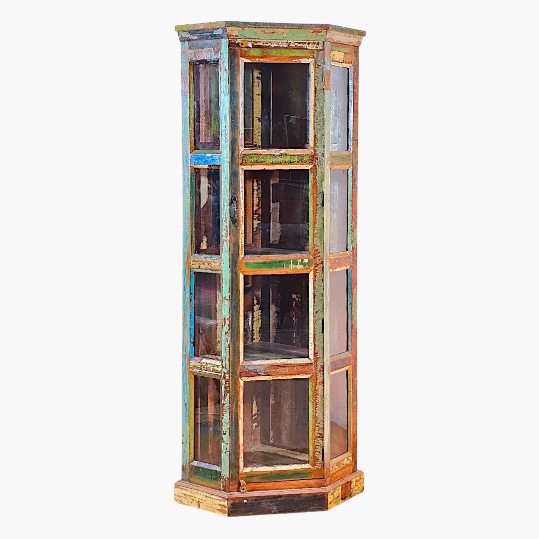 Khamsa Rustic Corner Cabinet – Multi-Color