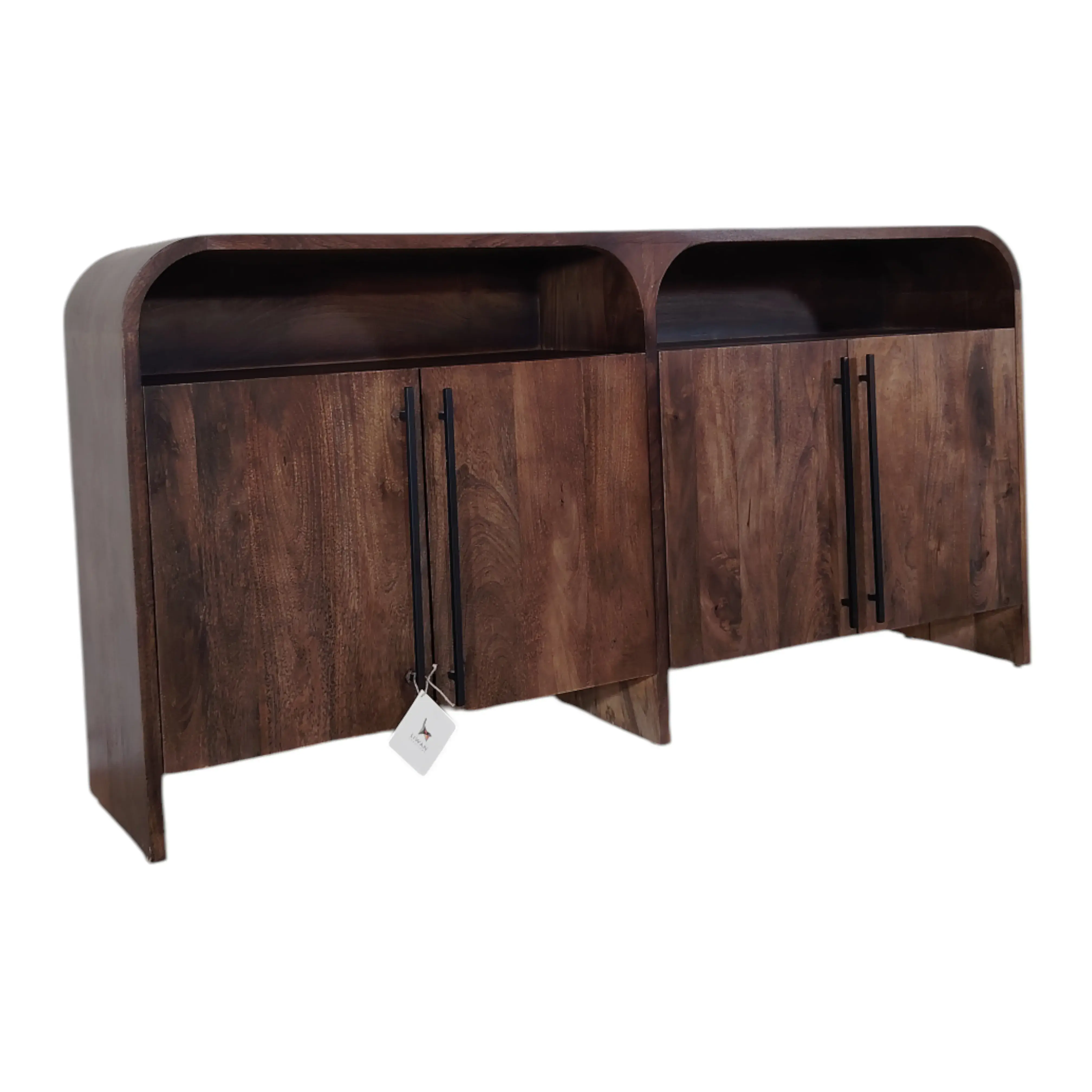 VOGUE Modern Solid Mango Wood Side Board, Dark Finish