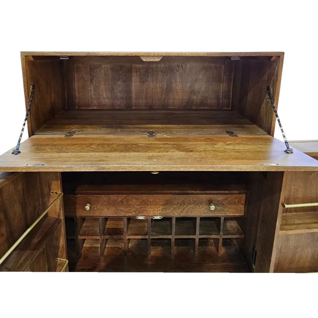 The Moderno Dual-Zone Drop-Front Bar & Coffee Cabinet