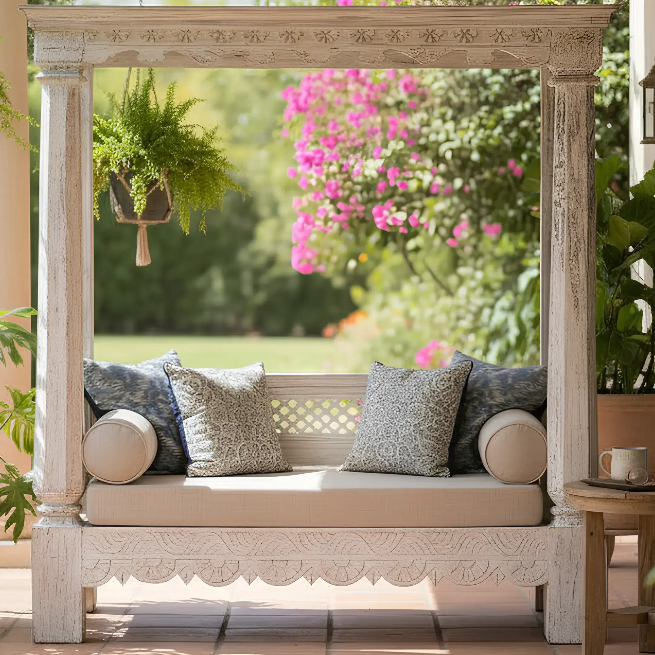 Lit de Repos Jali Royal (A Royal Daybed featuring Intricate Jali Latticework)