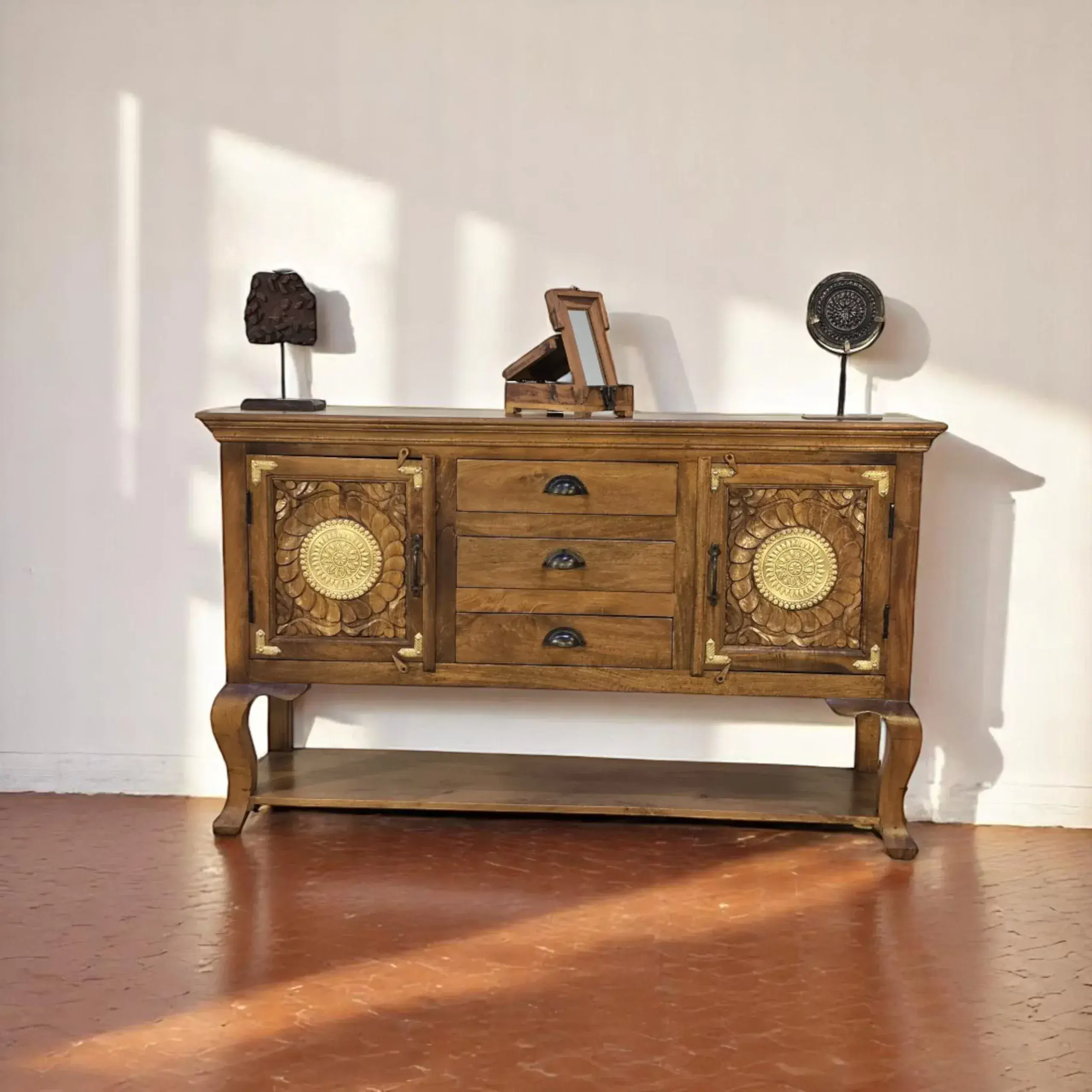 RUSTIC GRANDEUR: Natural Wood Sideboard