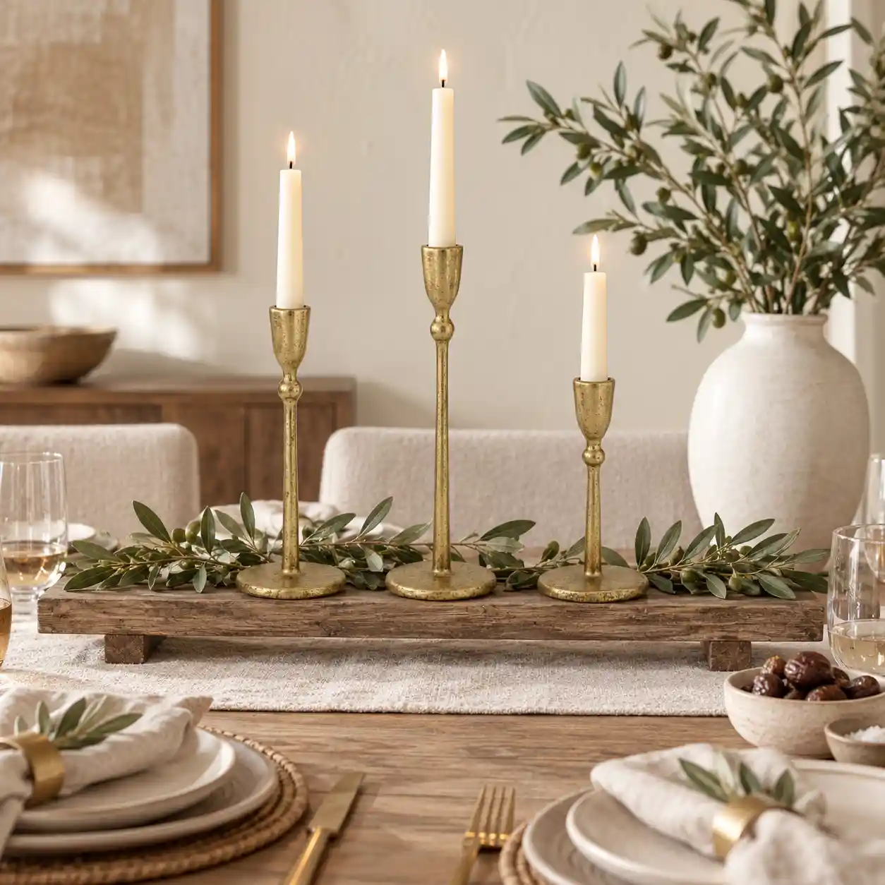Levant Antiqued Cast Taper Holders