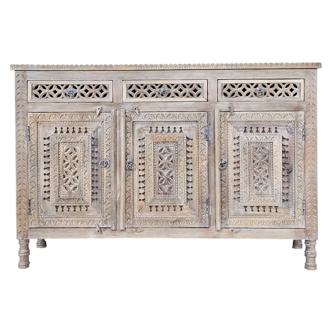 Nadir-Kala Indo-Persian Carved Sideboard