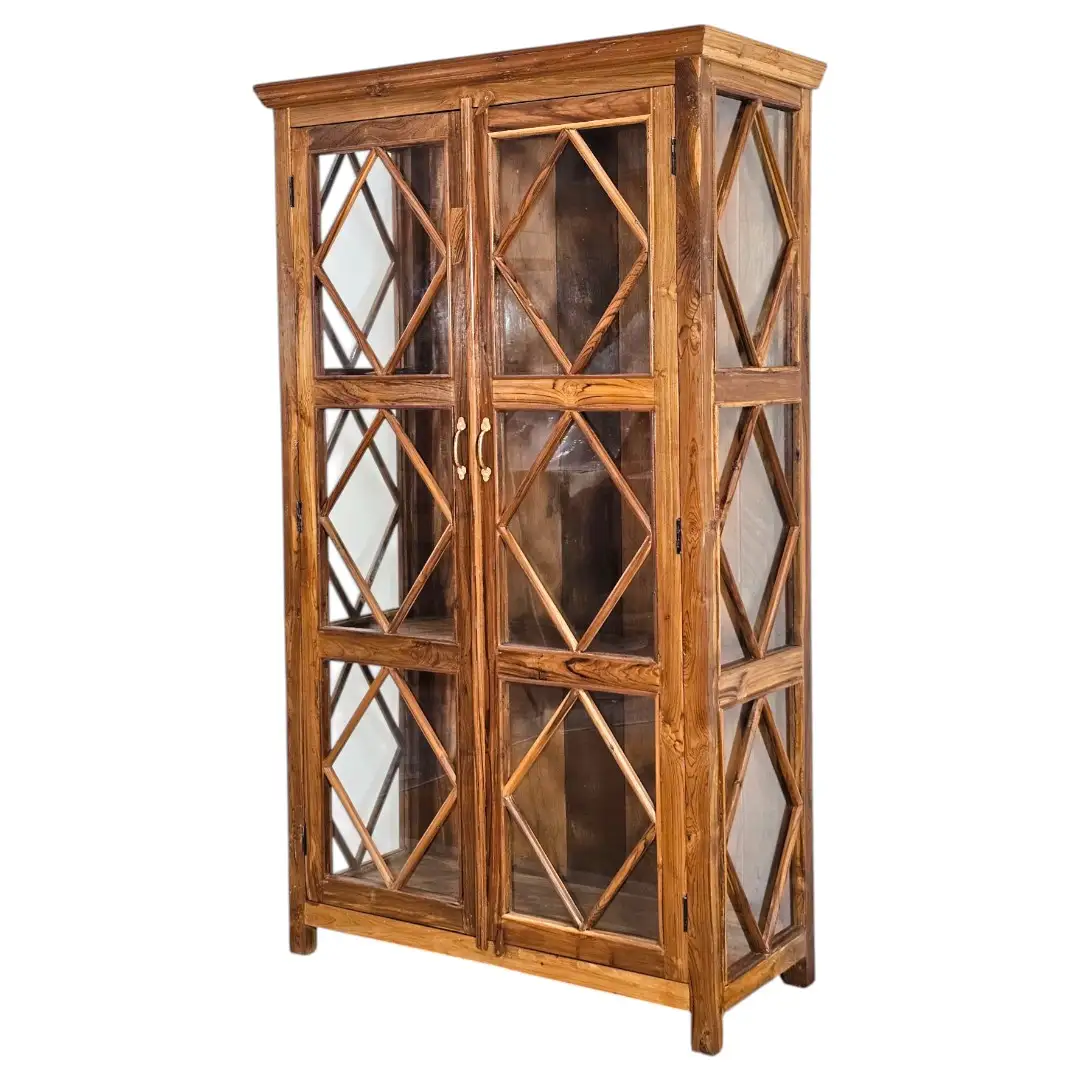 Al-Mir’ah Diamond Lattice Solid Teak Cabinet