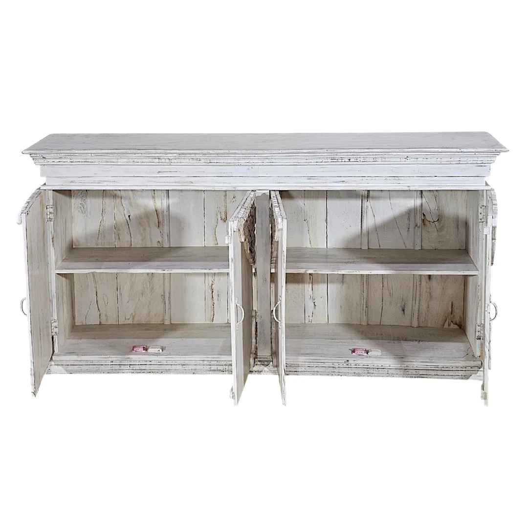 The Shajar Arched Hand-Carved Four-Door Credenza