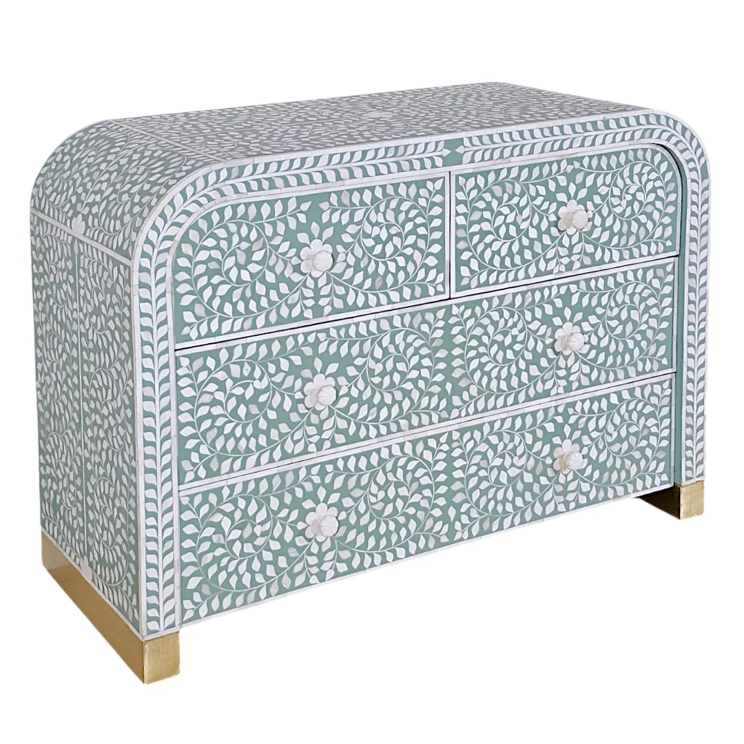 Al-Amira Floral Bone & Brass Inlay Chest