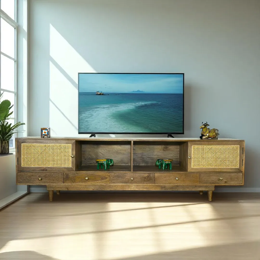 Rattan & Wood TV Unit