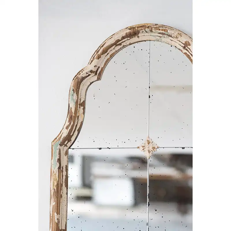 Artisan Carved French Windowpane Mirror
