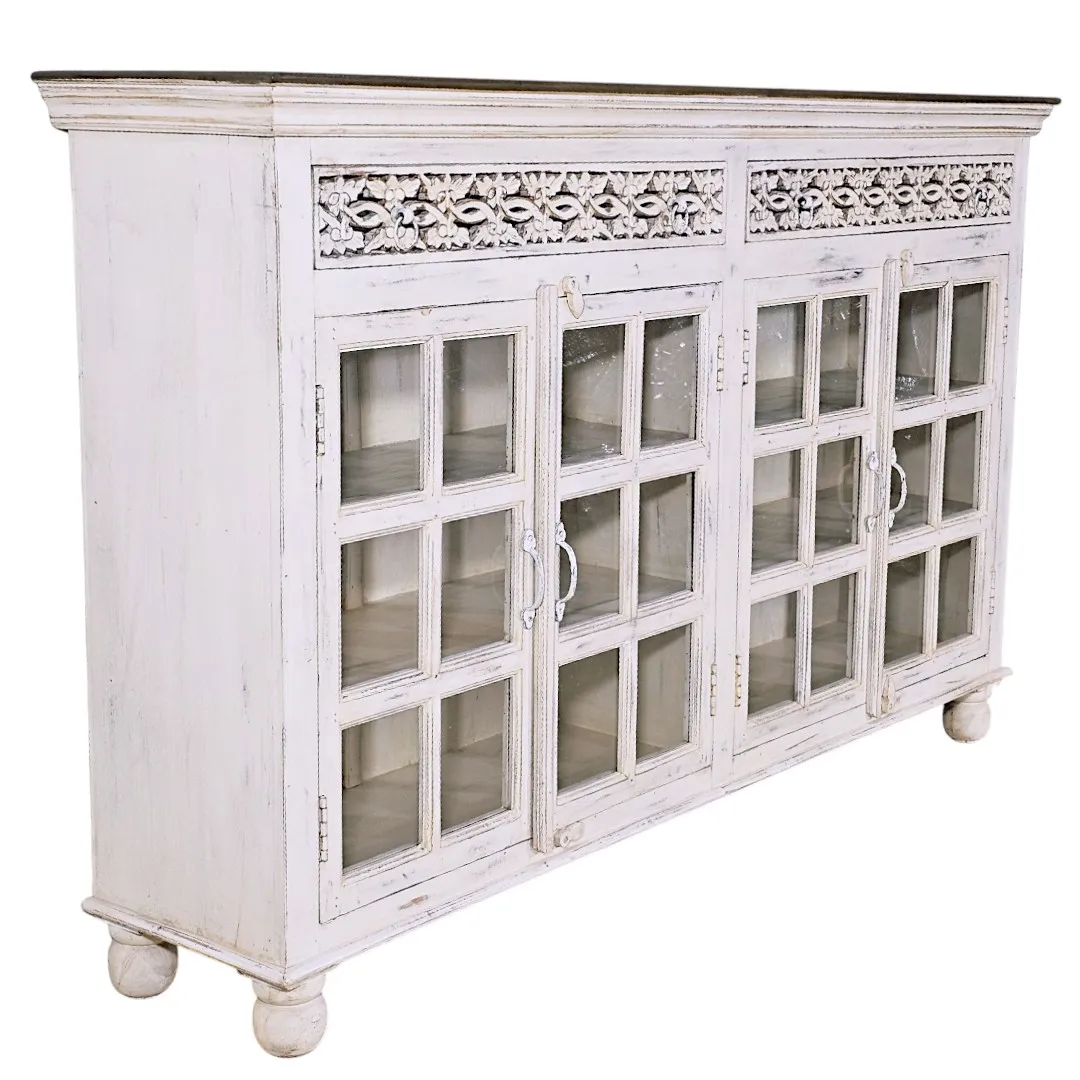 خزانة مودرن - Heritage Floral Glass Sideboard