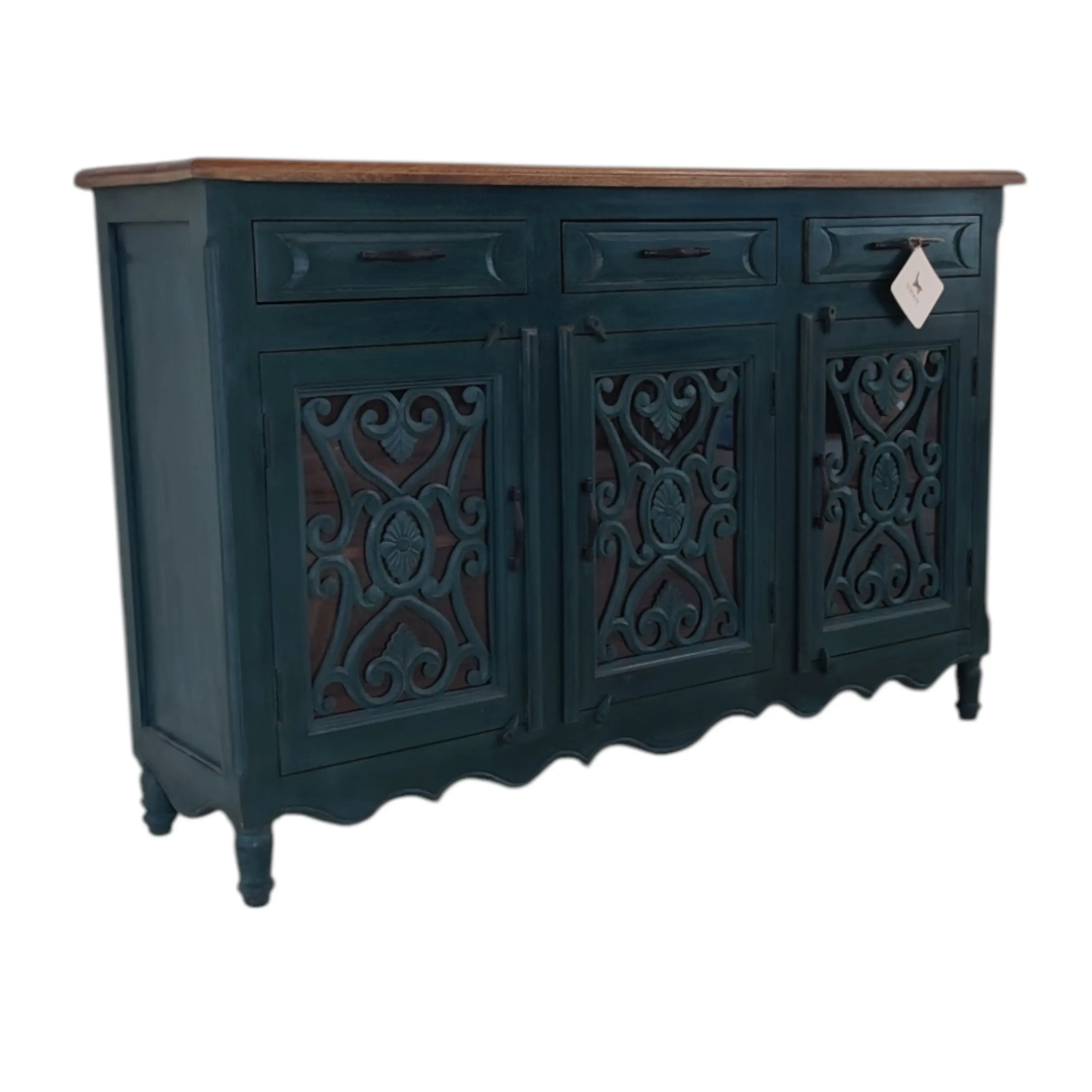 Deep Teal Lattice Sideboard