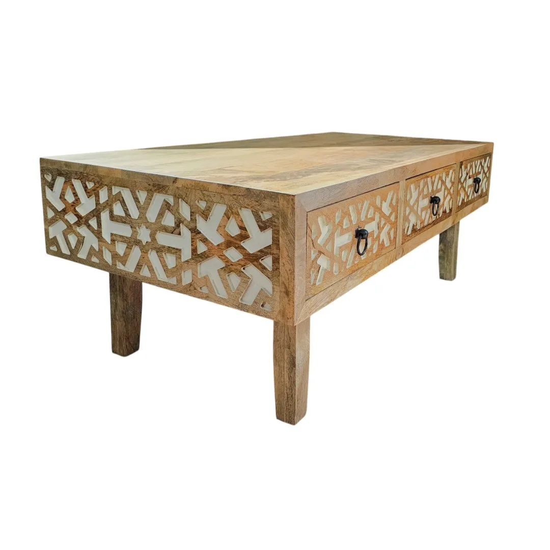 Fes-Tessera Hand-Carved Coffee Table