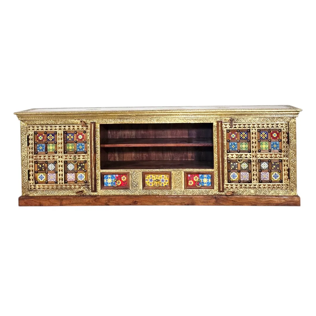 Majlis Royale Sheesham & Brass Media Credenza