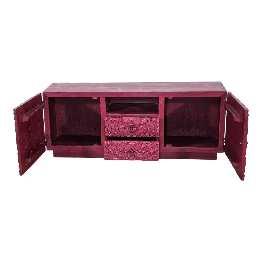 Stunning Hand-Carved Blue Media Console/TV Stand