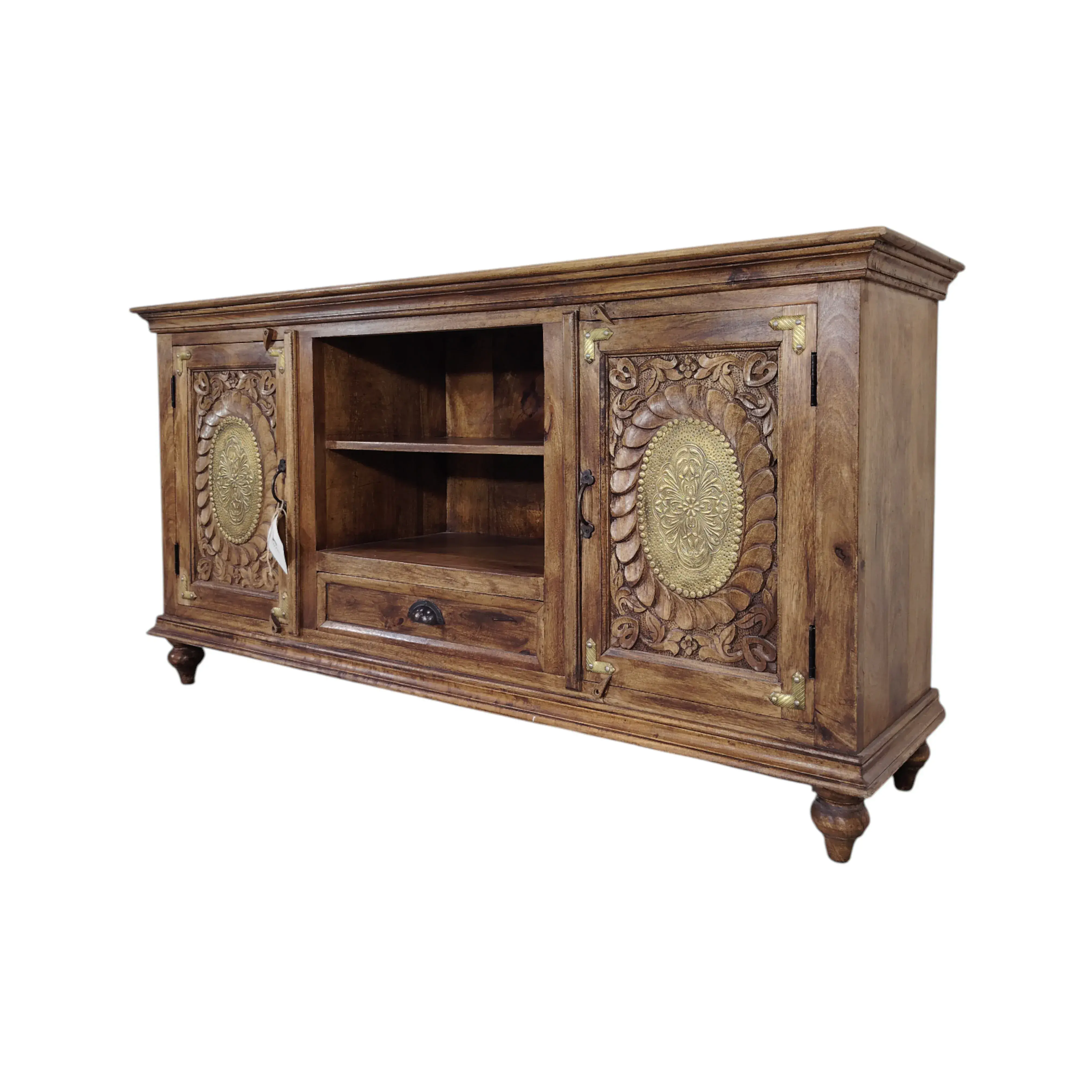 Artisan Carved Media Console Brown