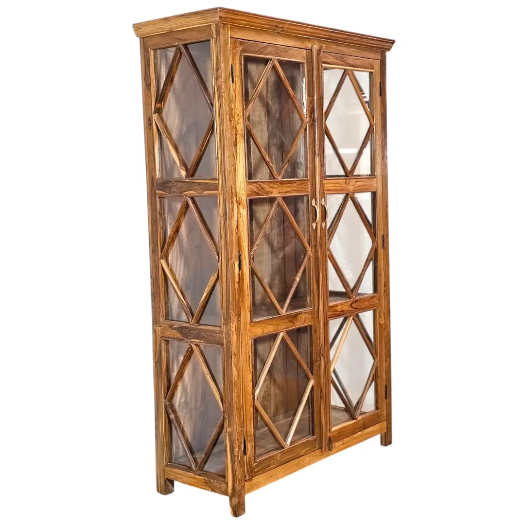 Al-Mir’ah Diamond Lattice Solid Teak Cabinet